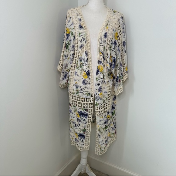 RACHEL Rachel Roy Floral Duster Kimono Swim Beach Cover-Up Multicolor One Size - Picture 1 of 11